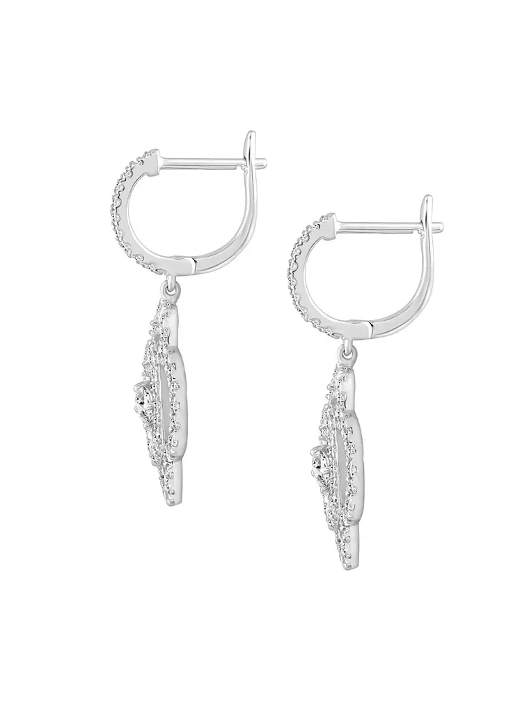 Aros Flor Colgantes Diamantes Naturales en Oro Blanco 18K 3