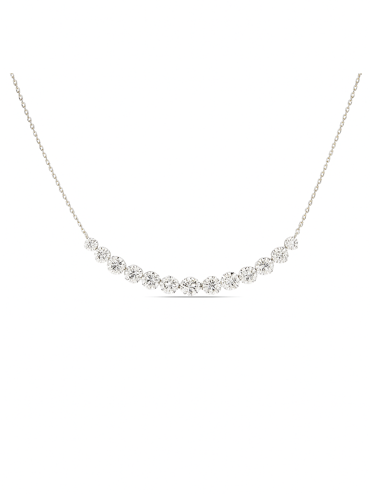 Collar Barrita Grande Diamantes Naturales en Oro Blanco 18K 5