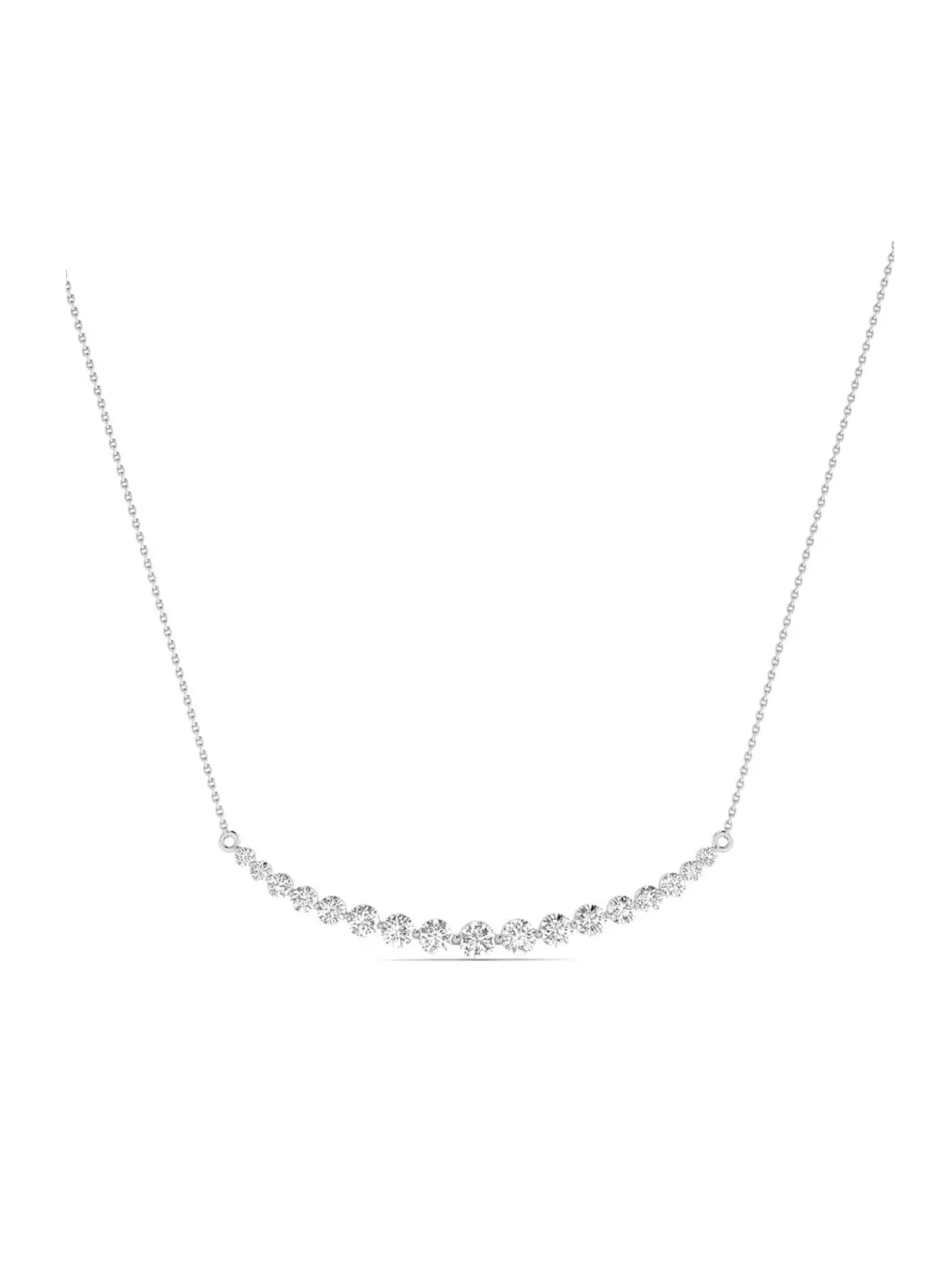 Collar Barrita Grande Diamantes Naturales en Oro Blanco 18K 2