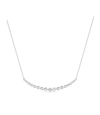 Collar Barrita Grande Diamantes Naturales en Oro Blanco 18K