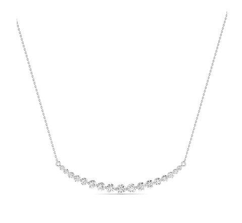 Collar Barrita Grande Diamantes Naturales en Oro Blanco 18K