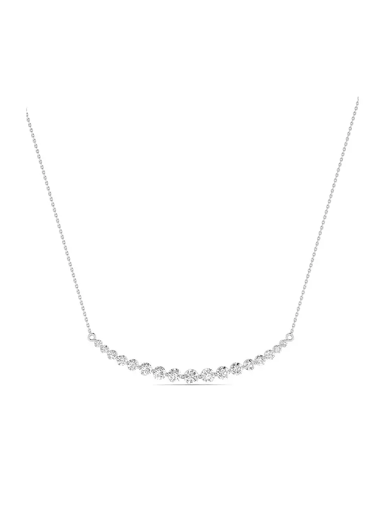 Collar Barrita Grande Diamantes Naturales en Oro Blanco 18K 2