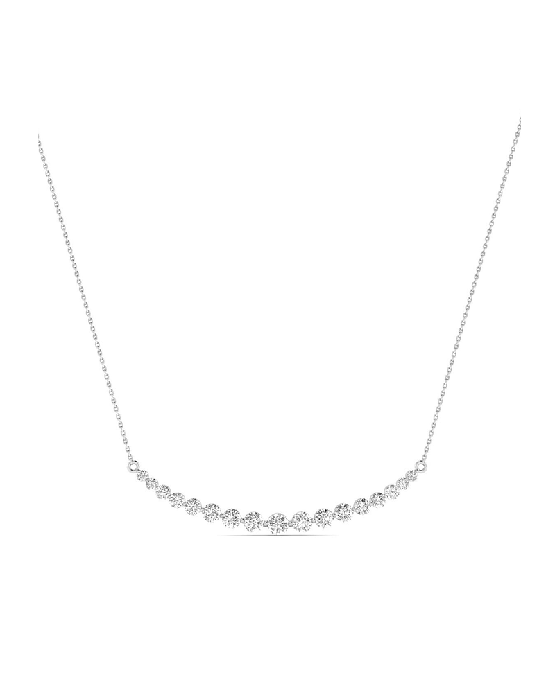 Collar Barrita Grande Diamantes Naturales en Oro Blanco 18K