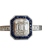 Magnífico Maxi Anillo Zafiros Azules y Diamantes Naturales Oro Blanco 18K - Miniatura 2