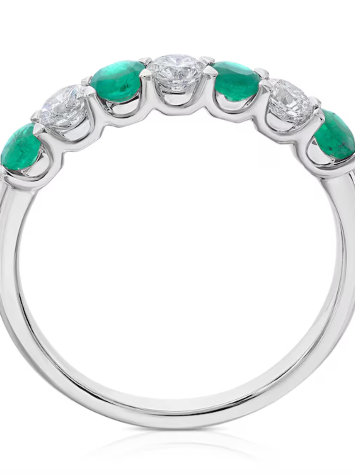 Anillo Cintillo Esmeraldas y Diamantes en Oro Blanco 18K 3