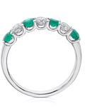 Anillo Cintillo Esmeraldas y Diamantes en Oro Blanco 18K