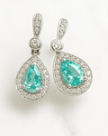 Espectaculares y Exclusivos Aros Paraíba y Diamantes en Oro Blanco 18k