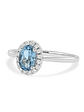 Anillo Aguamarina Ovalada con Halo de Diamantes en Oro Blanco 18K - Miniatura 2