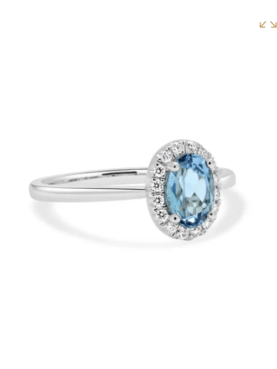 Anillo Aguamarina Ovalada con Halo de Diamantes en Oro Blanco 18K 3