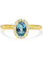 Anillo Aguamarina Ovalada con Halo de Diamantes en Oro Amarillo  18K - Miniatura 1