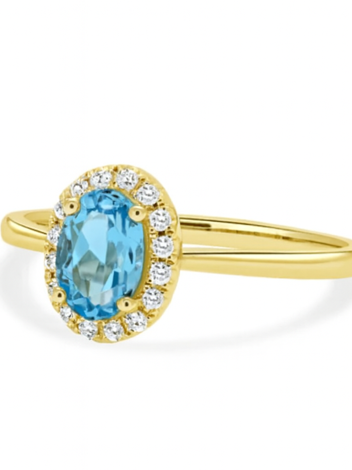 Anillo Aguamarina Ovalada con Halo de Diamantes en Oro Amarillo  18K 4