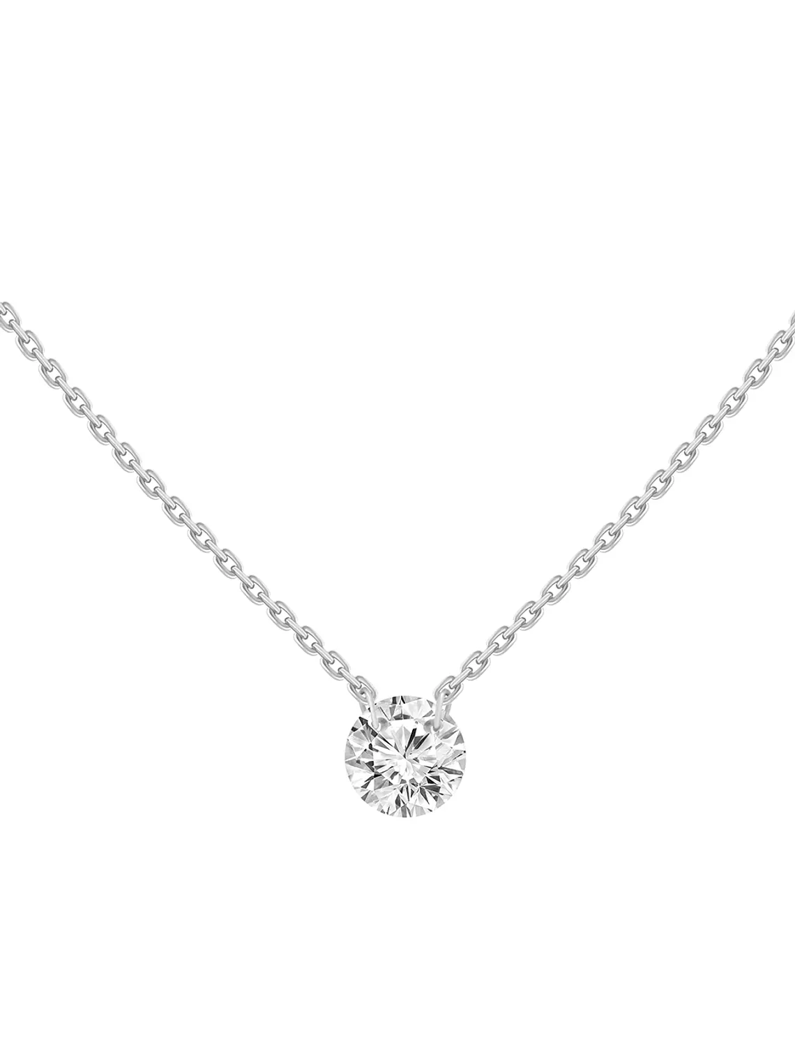 Collar Punto de Luz Diamante Flotante Oro Blanco 18K 1