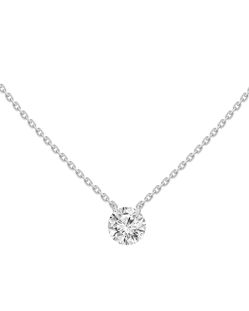 Collar Punto de Luz Diamante Flotante Oro Blanco 18K