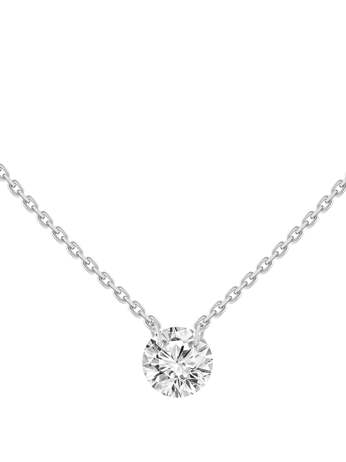 Collar Punto de Luz Diamante Flotante Oro Blanco 18K 1