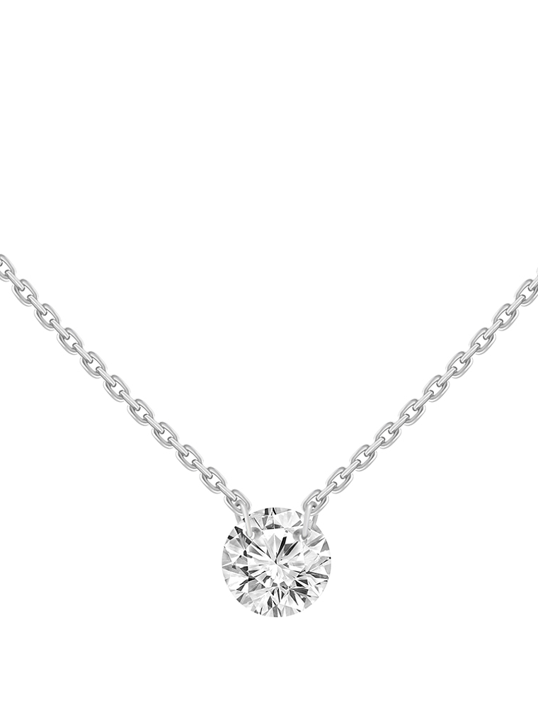 Collar Punto de Luz Diamante Flotante Oro Blanco 18K 1