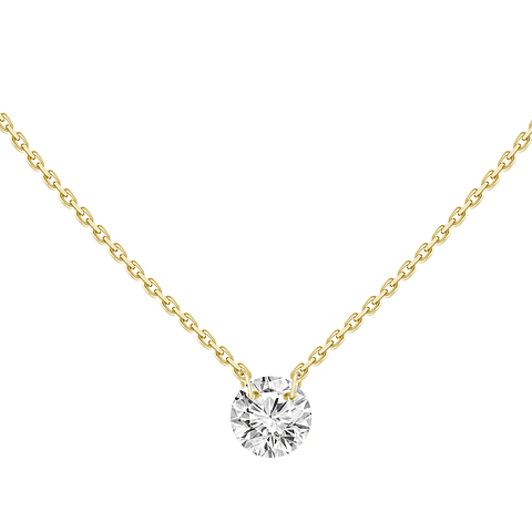 Collar Punto de Luz Diamante Flotante Oro Amarillo 18K