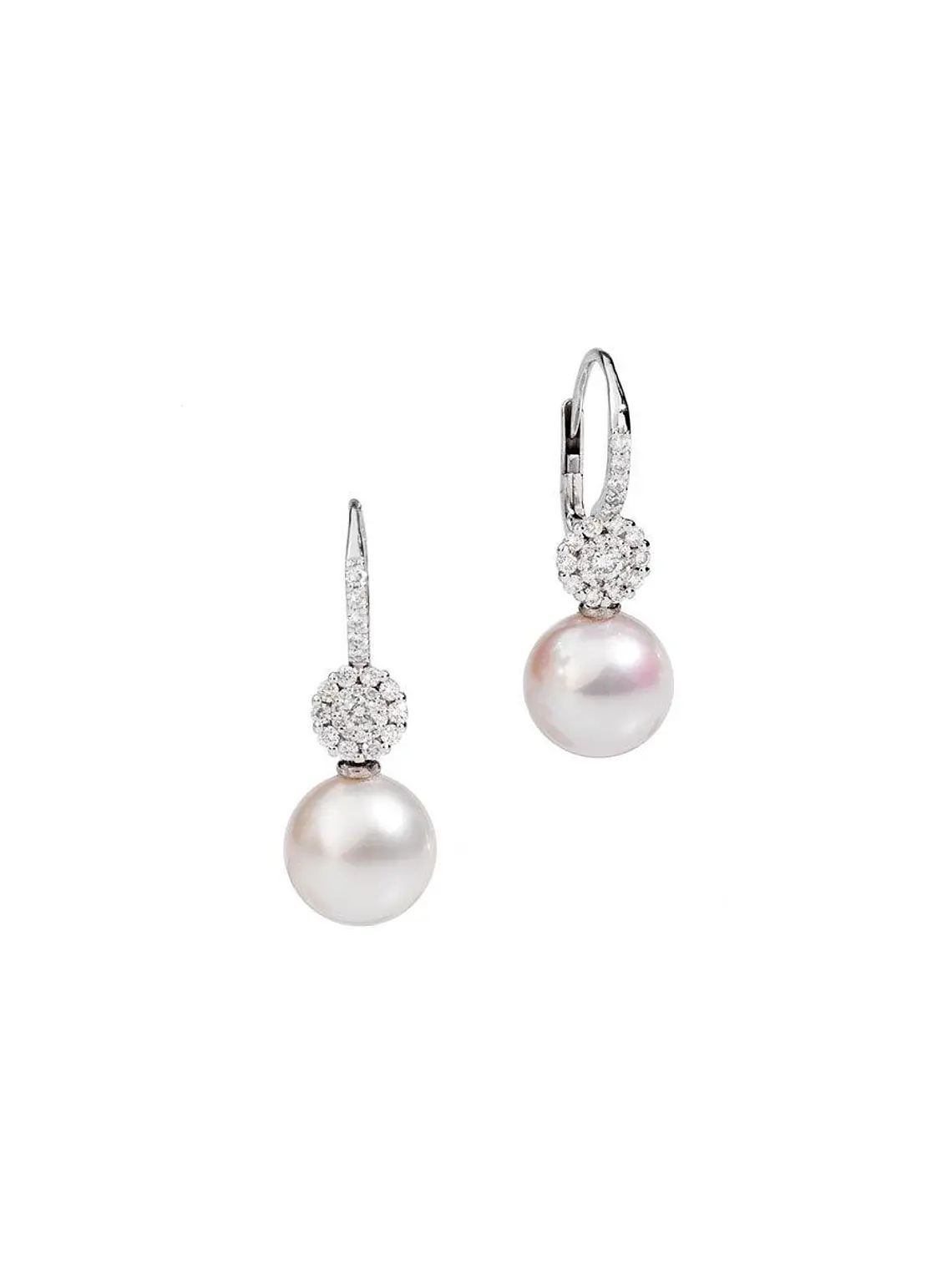 Aros Perlas y Diamantes en Oro Blanco 18K 1