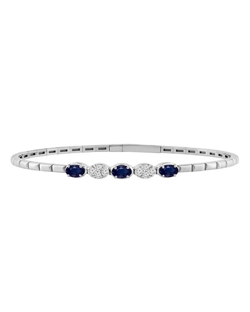 Preciosa Esclava Zafiros y Diamantes en Oro Blanco 18K