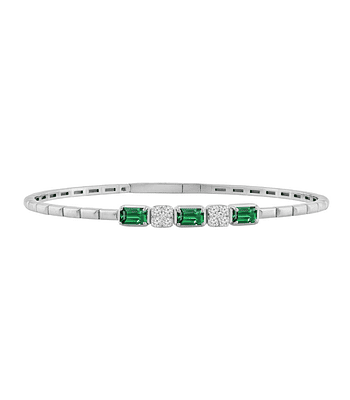 Preciosa Esclava Esmeralda y Diamantes en Oro Blanco 18K