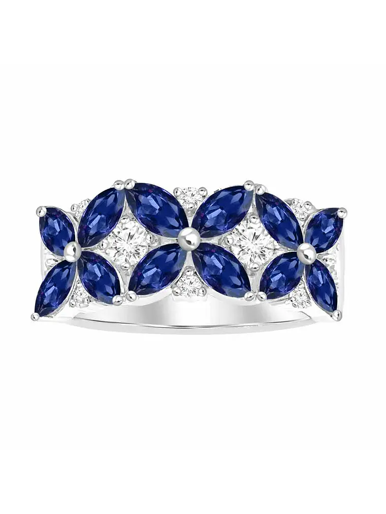 Anillo Cintillo Zafios con Diamantes en Oro Blanco 18K 1