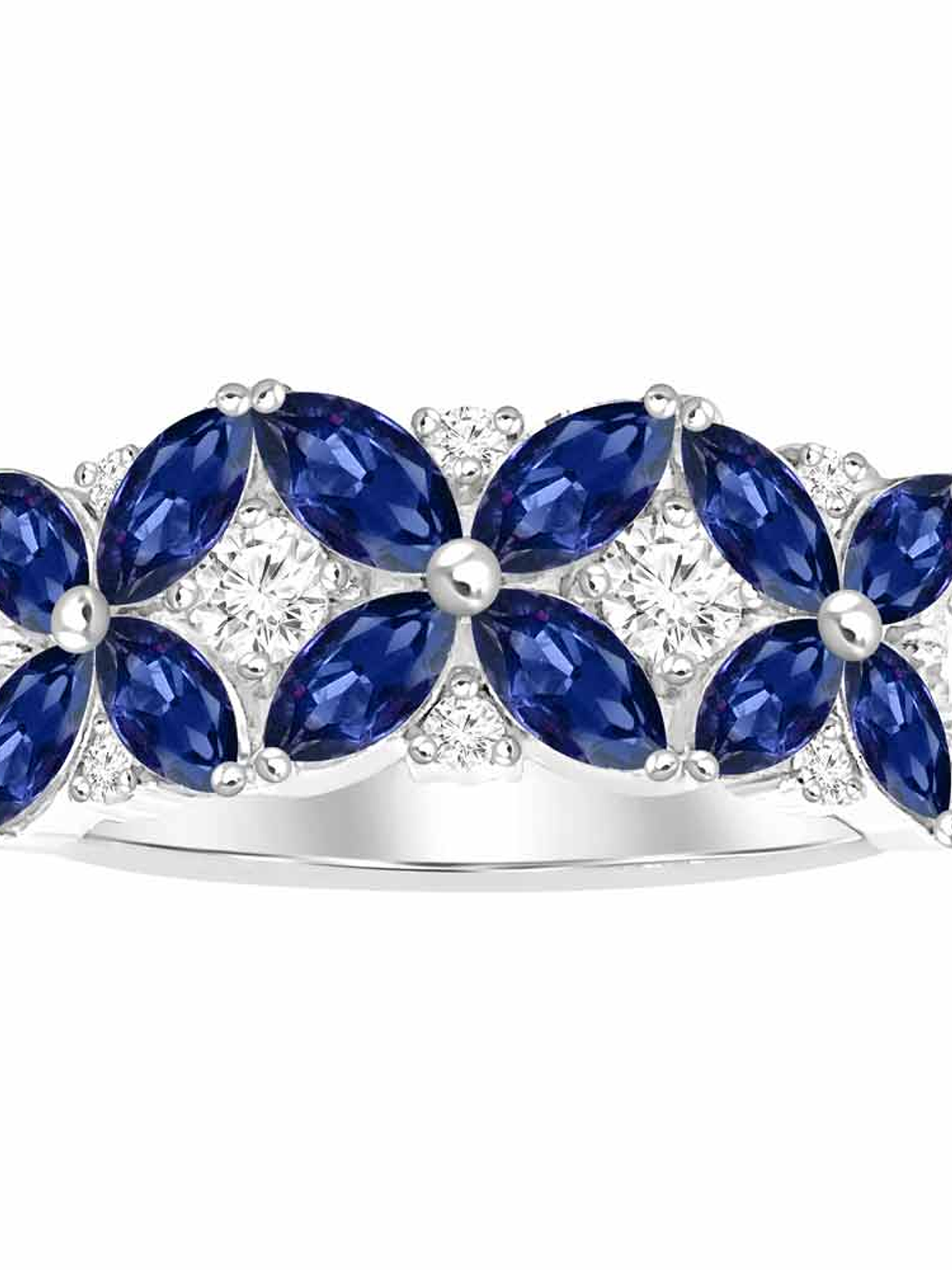 Anillo Cintillo Zafios con Diamantes en Oro Blanco 18K 1