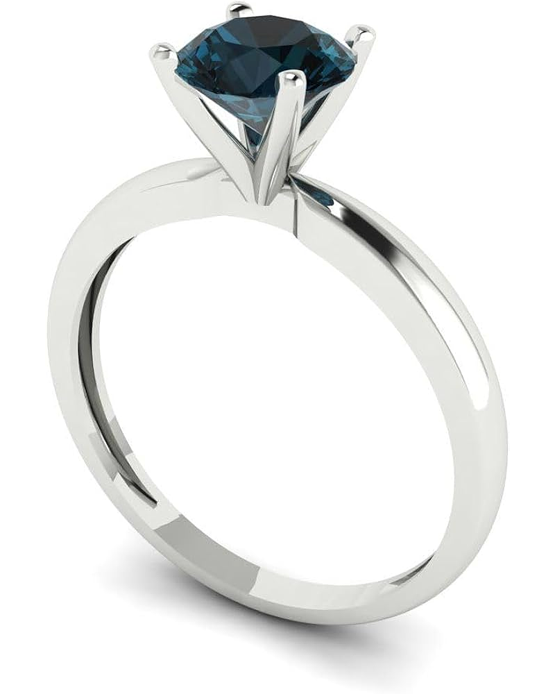 Exclusivo Anillo Solitario Diamantes Azul en Oro Blanco 18K