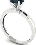 Exclusivo Anillo Solitario Diamantes Azul en Oro Blanco 18K