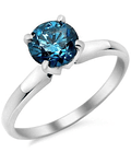 Exclusivo Anillo Solitario Diamantes Azul en Oro Blanco 18K