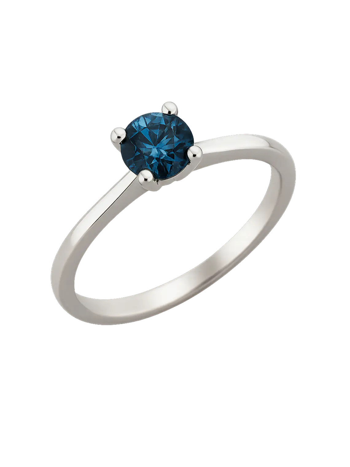 Exclusivo Anillo Solitario Diamantes Azul en Oro Blanco 18K 1