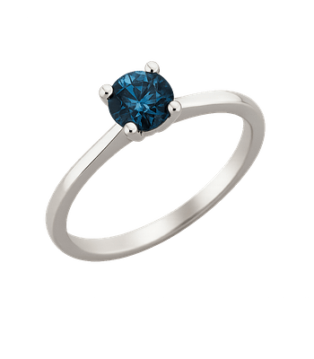 Exclusivo Anillo Solitario Diamantes Azul en Oro Blanco 18K