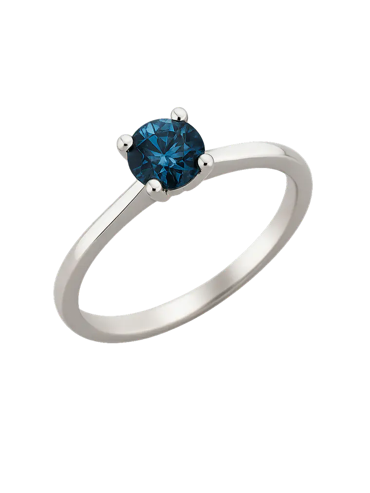 Exclusivo Anillo Solitario Diamantes Azul en Oro Blanco 18K 1