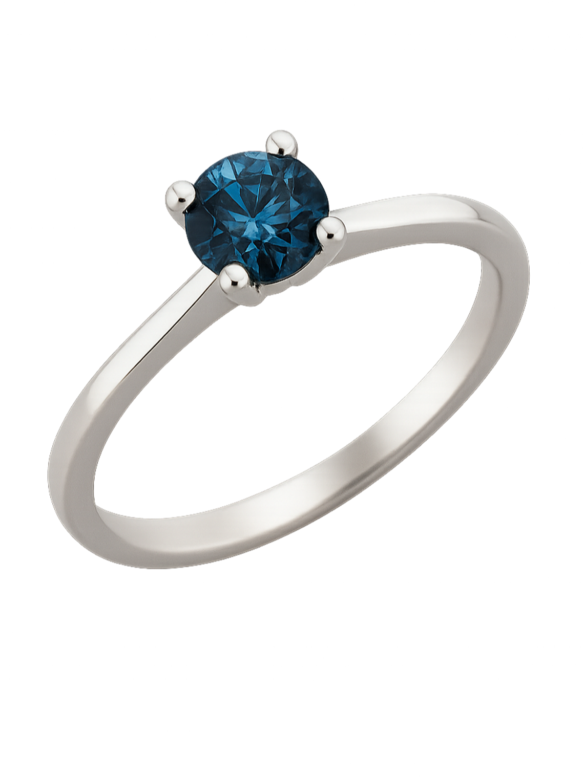 Exclusivo Anillo Solitario Diamantes Azul en Oro Blanco 18K 1