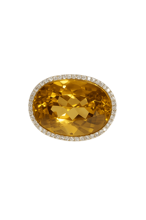 Espectacular Maxi Anillo Citrino Diamantes en Platino