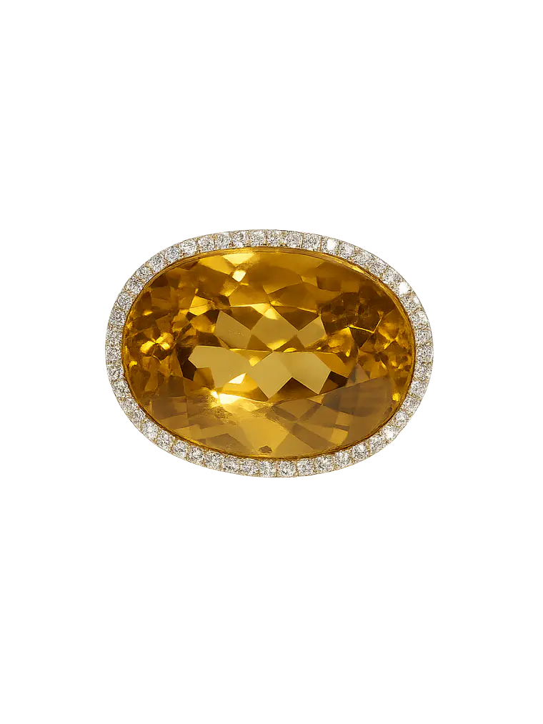 Espectacular Maxi Anillo Citrino Diamantes en Platino 2