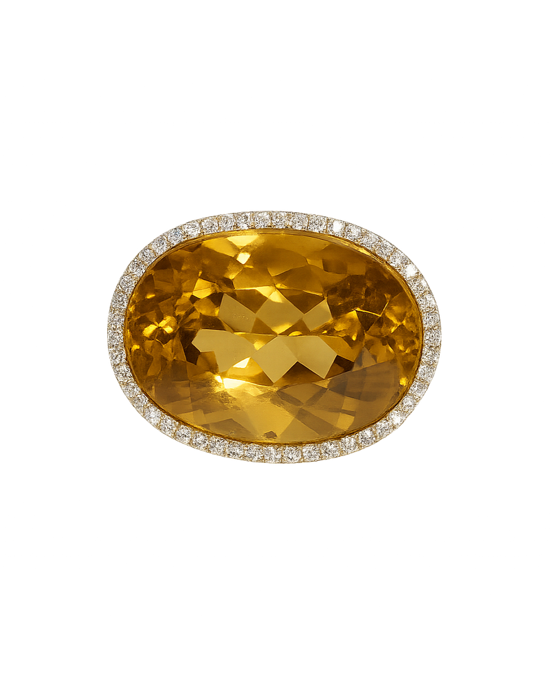 Espectacular Maxi Anillo Citrino Diamantes en Platino