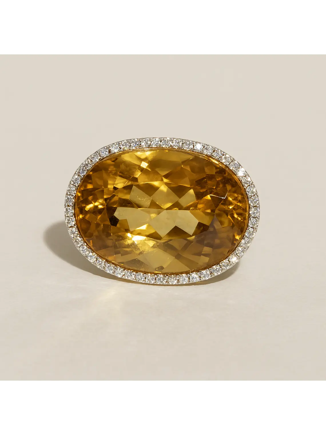 Espectacular Maxi Anillo Citrino Diamantes en Platino 4