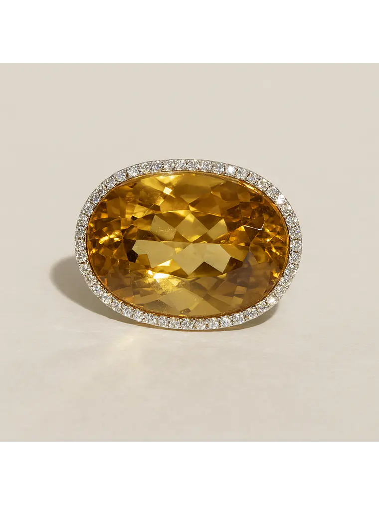 Espectacular Maxi Anillo Citrino Diamantes en Platino 4