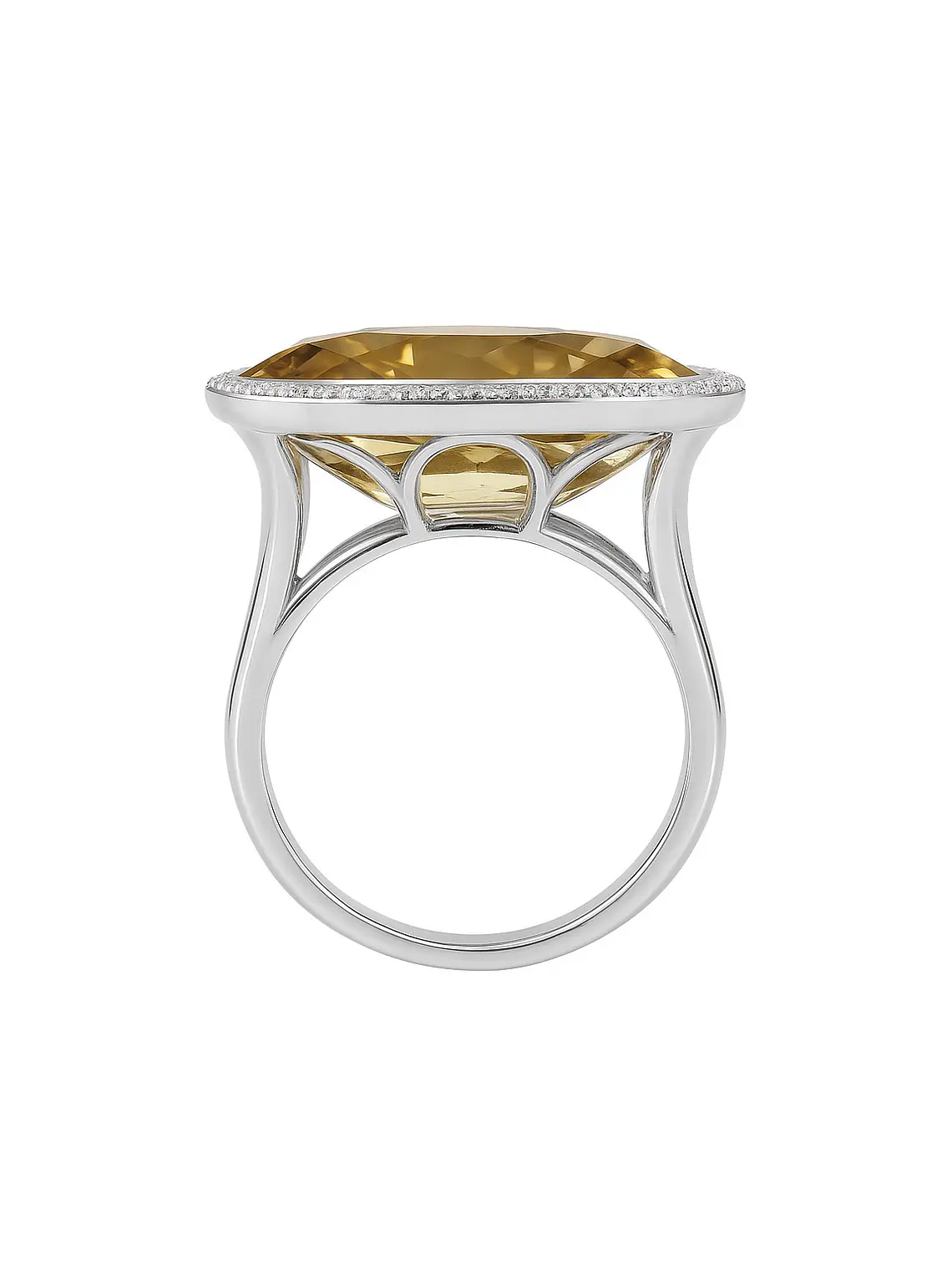 Espectacular Maxi Anillo Citrino Diamantes en Platino 5