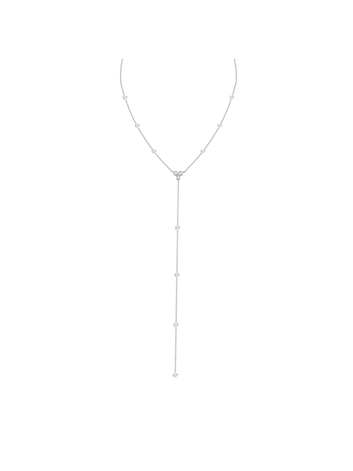 Collar Tipo Cascada con Diamantes Oro Blanco 18K 1