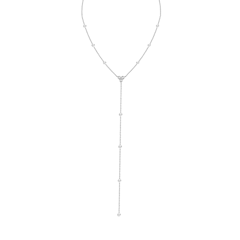 Collar Tipo Cascada con Diamantes Oro Blanco 18K