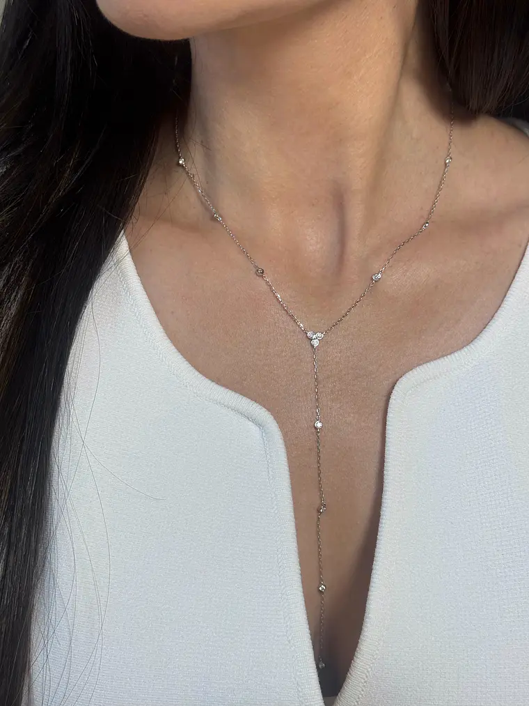 Collar Tipo Cascada con Diamantes Oro Blanco 18K 2