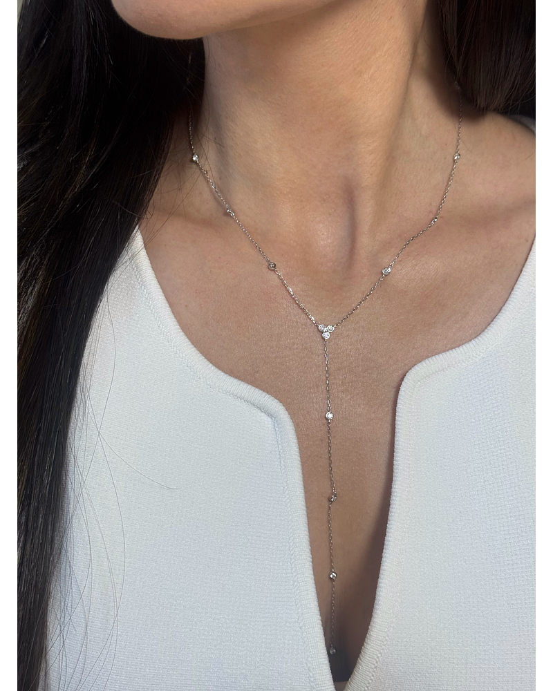 Collar Tipo Cascada con Diamantes Oro Blanco 18K