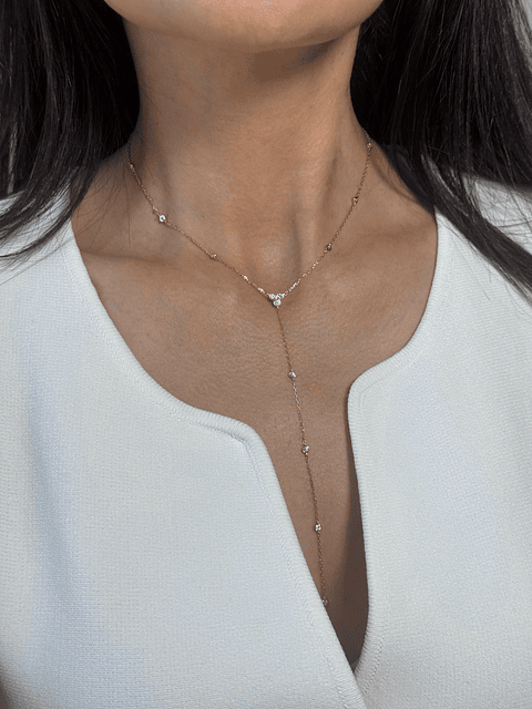 Collar Tipo Cascada con Diamantes Oro Amarillo 18K