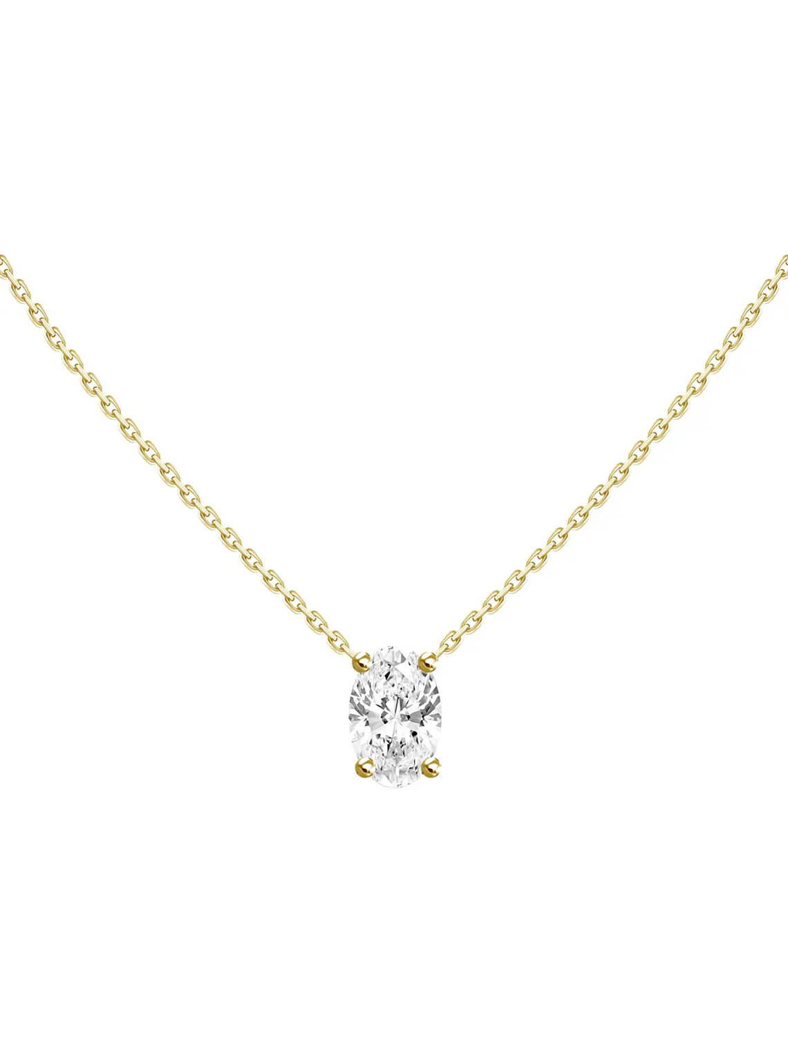 Collar Punto de Luz Diamante Ovalado 30 Puntos Oro Amarillo 18K 1