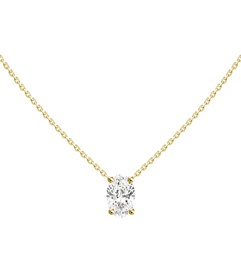 Collar Punto de Luz Diamante Ovalado 30 Puntos Oro Amarillo 18K