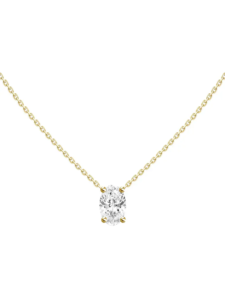 Collar Punto de Luz Diamante Ovalado 30 Puntos Oro Amarillo 18K 1