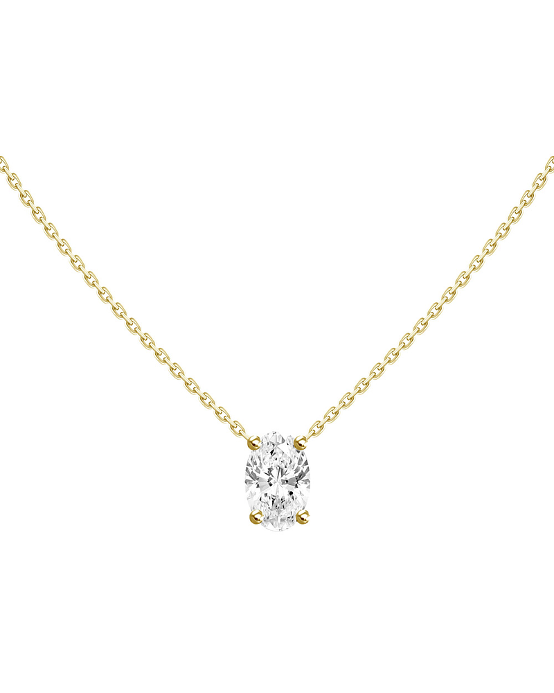 Collar Punto de Luz Diamante Ovalado 30 Puntos Oro Amarillo 18K