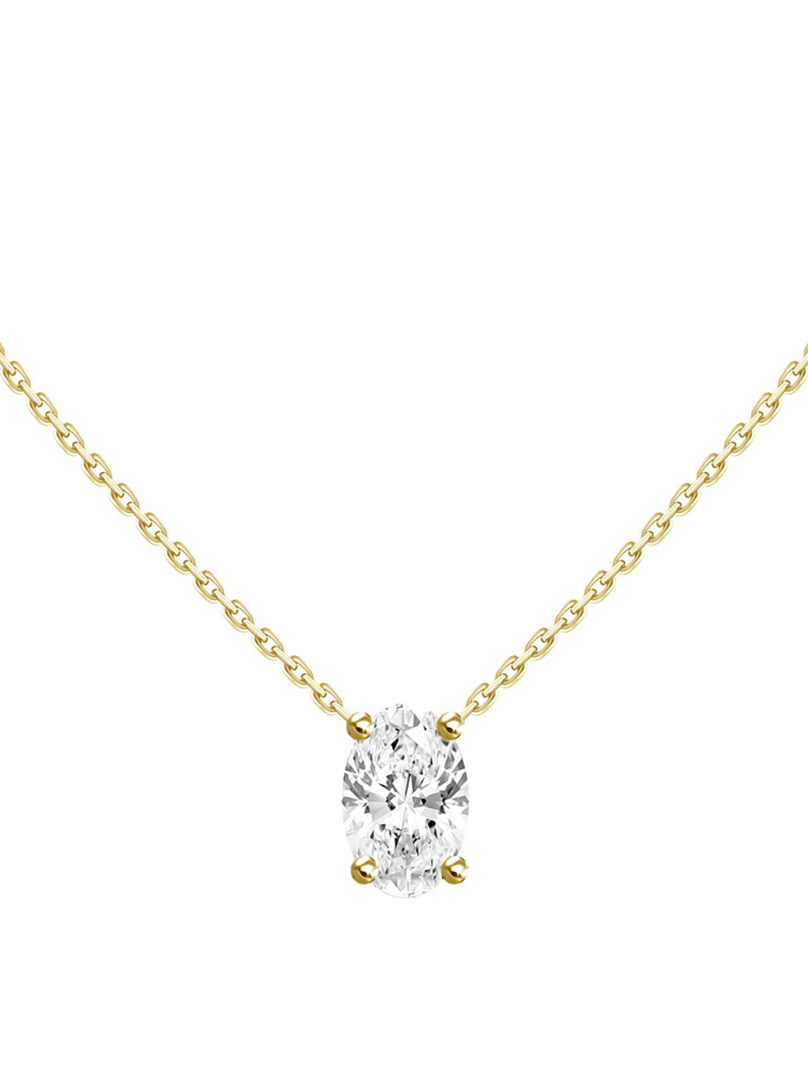 Collar Punto de Luz Diamante Ovalado 30 Puntos Oro Amarillo 18K 1