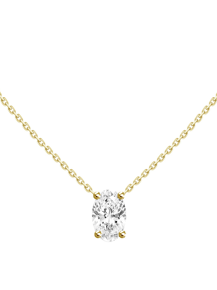 Collar Punto de Luz Diamante Ovalado 30 Puntos Oro Amarillo 18K 1