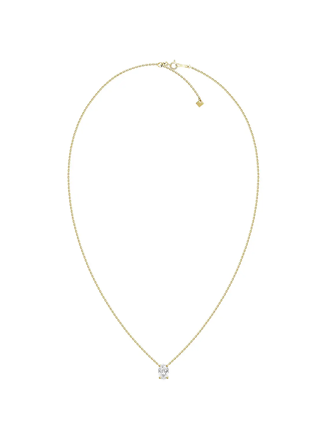 Collar Punto de Luz Diamante Ovalado 30 Puntos Oro Amarillo 18K 2